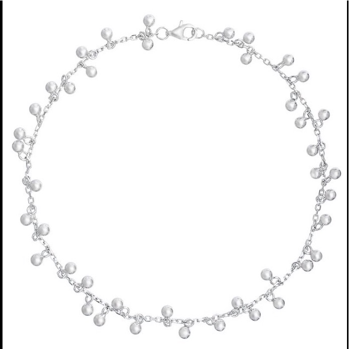 Sterling Silver Dangle-Sphere Anklet With Pouch 80$